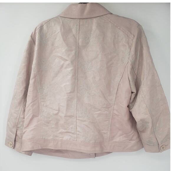 CHICO'S Pink Linen Blend Blazer Womens Size Large L (Chico's Size 2) - Picture 2 of 3